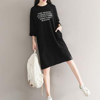 Round Neck Lettering T-shirt Dress