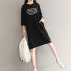 Round Neck Lettering T-shirt Dress