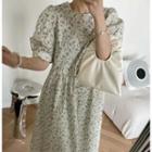 Short-sleeve Floral Printed Lace Trim Top / Dress