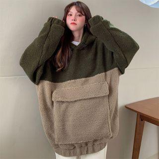 Hooded Two-tone Fleece Sweatshirt