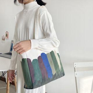 Tie-dyed Tote Bag Shoulder Bag - White - One Size