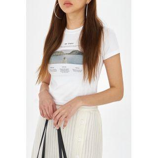 Printed Slim-fit Cropped T-shirt