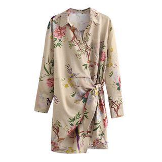 Flower Print Mini Sheath Shirtdress