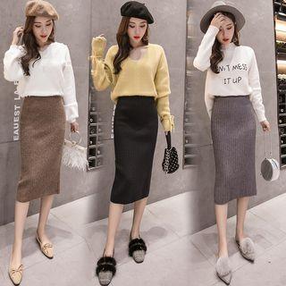 Slit Midi Skirt / Sweater