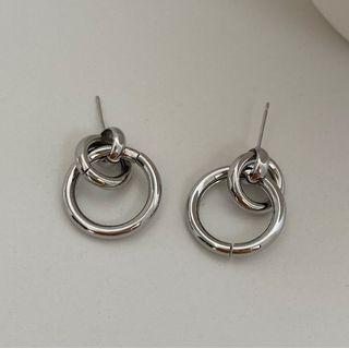 Interlocking Hoop Dangle Earring 1 Pair - Silver - One Size