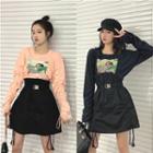 Print Long-sleeve T-shirt / A-line Skirt