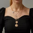 Layered Coin Pendant Necklace 01 - Gold - One Size