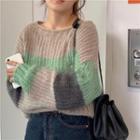 Striped Sweater Stripes - Gray & Green - One Size