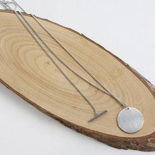 Metallic-disc Pendent Chain Necklace