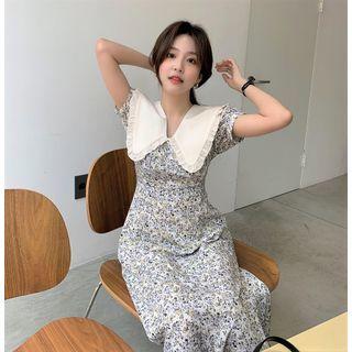 Short-sleeve Peter-pan Collar Floral Dress