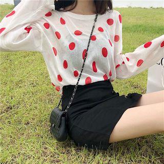 Dot Long-sleeve Loose-fit Knit Top