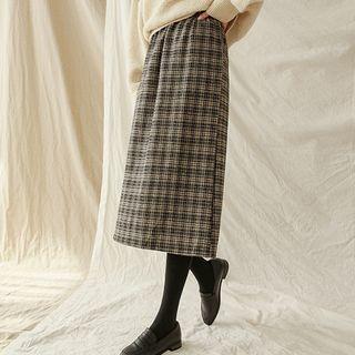 Napped H-line Midi Plaid Skirt