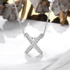 Rhinestone Cross Pendant Excluding Chain - Silver - One Size