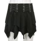Lace-up Ruffled Mini Skirt