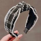 Knot Faux Pearl Fabric Headband Ly1987 - White & Black - One Size