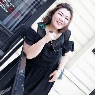 Cold-shoulder Ruffle Chiffon Dress
