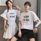 Couple Matching Lettering Short-sleeve T-shirt / Lettering A-line Dress