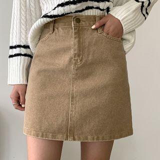 Pigment-washed A-line Skirt