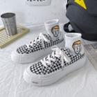 Lace Up Houndstooth Canvas Sneakers