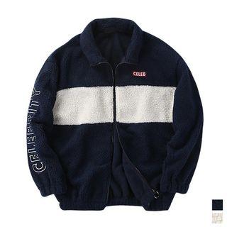 Contrast-trim Sherpa-fleece Anorak Pullover