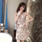 Sequined Camisole Top / Mini Straight-fit Skirt / Set