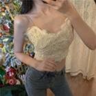 Sleeveless V-neck Lace Crop Top
