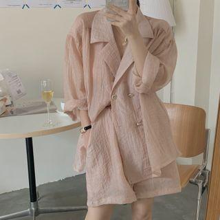 Double Breasted Shirt / Wide-leg Shorts
