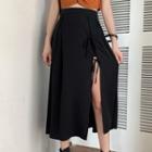 Striped Sleeveless Top / Midi A-line Skirt