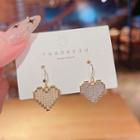 Pixelated Heart Faux Pearl Rhinestone Asymmetrical Dangle Earring 1 Pair - E4253 - Gold - One Size