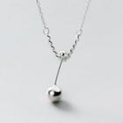 925 Sterling Silver Bead Pendant Necklace S925 Sterling Silver - 1 Pair - Silver - One Size