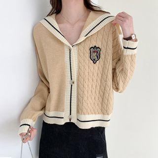 Badge Paneled Cardigan