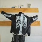 Skeleton Print Oversize Denim Jacket