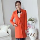 Notched-lapel Single-breasted Wool Blend Coat