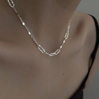 Geometric Sterling Silver Choker 1pc - Silver - One Size