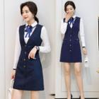 Single-breasted Jumper Dress / Contrast Trim Shirt / Set