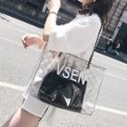 Lettering Transparent Tote Bag With Pouch