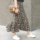Floral Patterned Band-waist Long Skirt