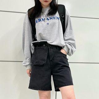 Cargo Wide-leg Denim Shorts