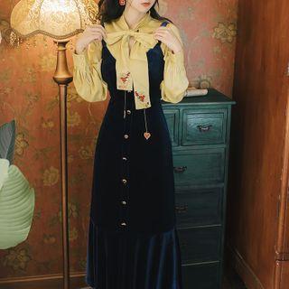 Set: Blouse + Midi Mermaid Pinafore Dress