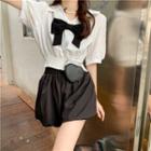 V-neck Bow-accent Cropped Top