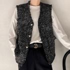 Tweed Buttoned Vest Black - One Size