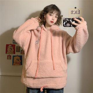 Furry Embroidered Hoodie