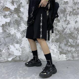 Thorn Embroidered Wide-leg Shorts