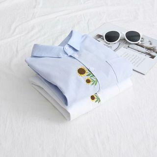 Long-sleeve Sunflower Embroidered Shirt