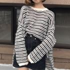 Striped Crew-neck Sweater As Shown In Figure - One Size