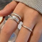 Set: Open Ring + Layered Ring Set Of 2 - Silver - One Size