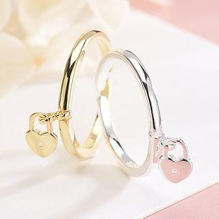 925 Sterling Silver Heart Lock Ring
