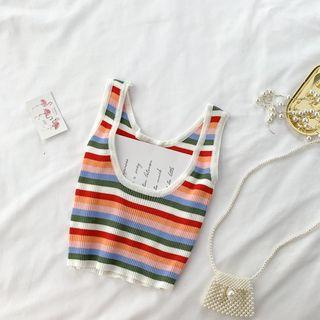 Rainbow Striped Knit Tank Top Rainbow Stripe - One Size