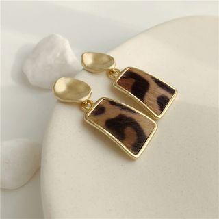 Geometric Leopard Print Drop Earring Silver Needle - Leopard - One Size
