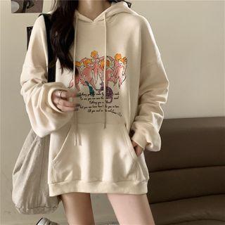 Long-sleeve Printed Hoodie Yellow - One Size